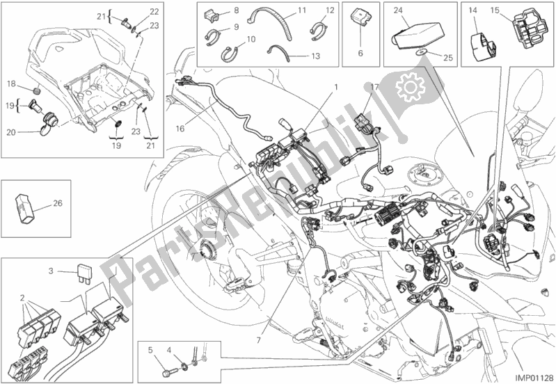 All parts for the Wiring Harness of the Ducati Multistrada 1260 S Pikes Peak USA 2019